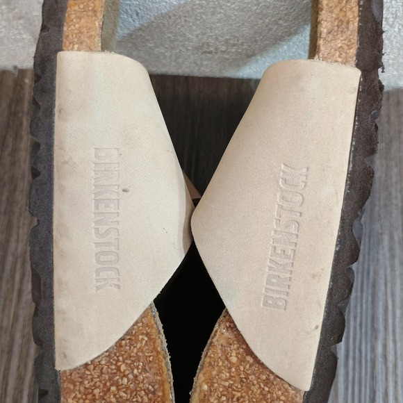 Birkenstock Madrid Big Buckle Leather Sandals Beige Gold Buckle Women's 6-6.5 - Picture 4 of 8
